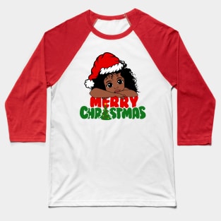 American African Christmas Santa Cute Natural Hair Afro Xmas Baseball T-Shirt